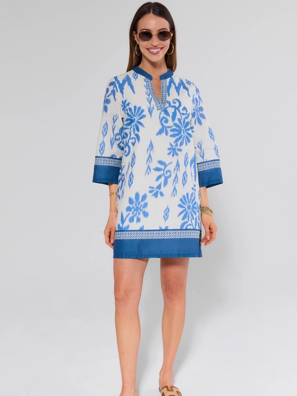 VGUC Pinch Priscilla Blue Printed Tunic Dress Size XXL